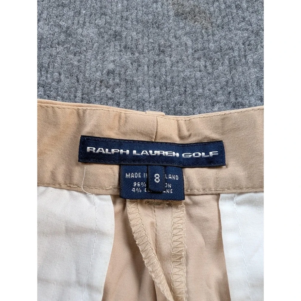 Ralph Lauren Golf Women's Size 8 Beige Chino Shorts Pony Logo Stretch Khaki